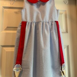 Blue Seersucker Dress with Ice Cream Details